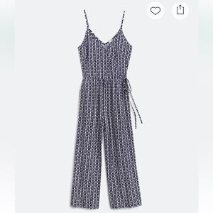 Kaileigh Navy and White Cropped Jumpsuit